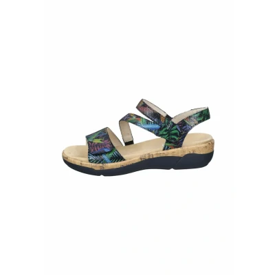 Afbeelding van Remonte Sandalen met sleehak, Dames, Maat: 36, Schwarz multi Leer