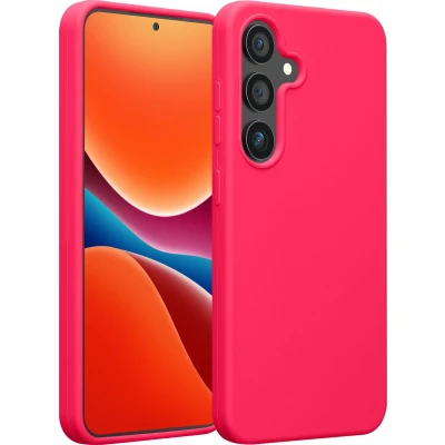 Afbeelding van kwmobile telefoonhoesje geschikt voor Samsung Galaxy S25 Plus Hoesje met siliconen coating Smartphone case in neon roze