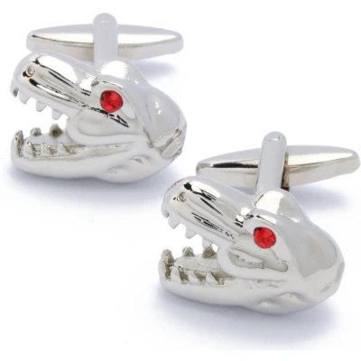 Afbeelding van Manchetknopen T rex Dinosaurus Zilver met Rood Oog