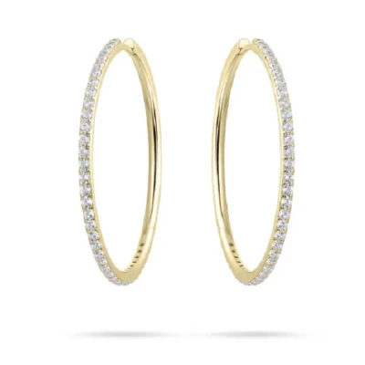 Afbeelding van Schitterende 14K Gold Plated Zilveren Oorringen belegd met Zirkonia&#039;s 40 mm.