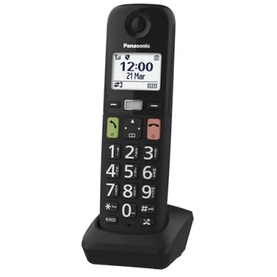 Afbeelding van Panasonic KX TGUA10EXB extra handset voor draadloze digitale telefoons, TGU130/KX TGU110, grote toetsen, favoriete oproepen, compatibel met hoortoestellen, hoofdeenheid vereist, zwart