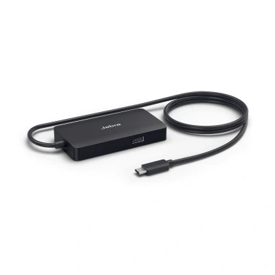 Afbeelding van Jabra PanaCast USB hub voor aansluiting via C. Meerdere kabeluitgangen maken het mogelijk om al uw apparaten een enkele C aan te sluiten