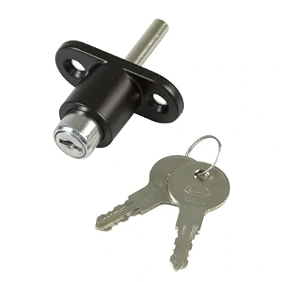 Afbeelding van Amig Veiligheidsslot voor schuiframen, mod. 45 overslagsluiting met 2 sleutels + spaanplaat de installatie van zwart staal afmetingen: 53 x 23 mm