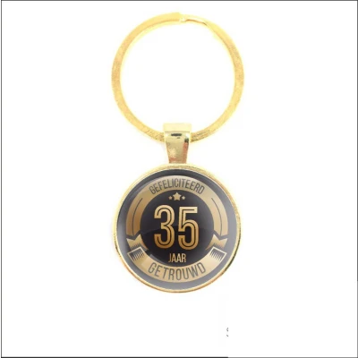 Afbeelding van Sleutelhanger Glas Gefeliciteerd 35 Jaar Getrouwd