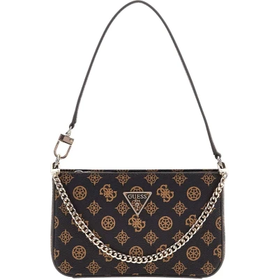 Afbeelding van GUESS Schoudertas Noelle Mini Top Zip Shoulder Bag Mocha Logo Donkerbruin