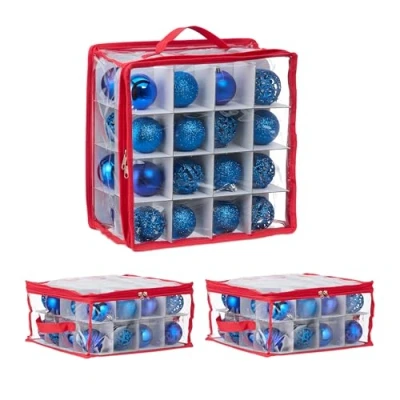 Afbeelding van Relaxdays kerstballen opbergbox organizer kerst opbergdoos set van 3