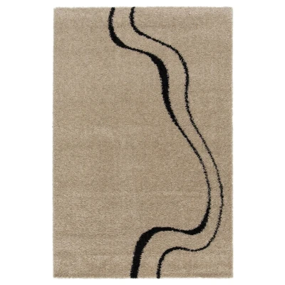 Afbeelding van Hoogpolig Vloerkleed Mirage Méandre Beige/zwart 160x230 Cm