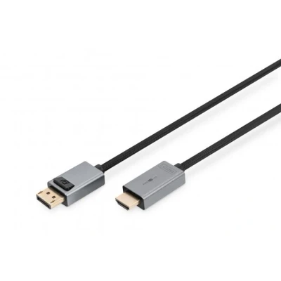 Afbeelding van DIGITUS Displayport naar HDMI adapterkabel 4k/30Hz 2.0 1.2 Status LED Plug&amp;Play vergulde contacten 3m zwart