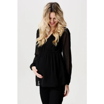 Afbeelding van Noppies Maternity Pargas Nursing Blouse met lange mouwen, Black P090, XS
