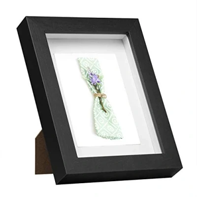 Afbeelding van EUGAD e809 Fotolijst, fotogalerij, houten lijst met papieren passe partout, glas, 3D objectlijst, zwart, 13 x 18 cm
