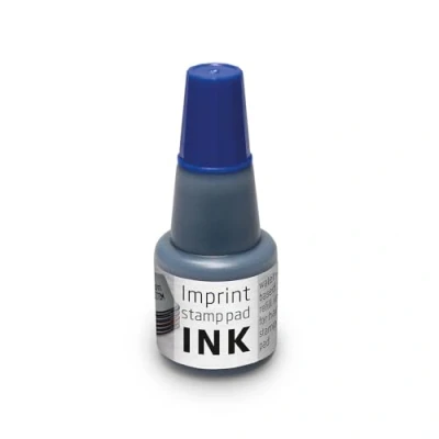 Afbeelding van Imprint stempelinkt 24ml. blauw, op waterbasis, voor navullen 9071M 9072M 9073M stempelkussens