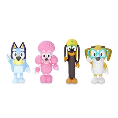 Afbeelding van Giochi Preziosi Bluey Friends Pack, set van 4 beweegbare figuren, en de vrienden Snickers, Honey Coco, zoals op televisie te zien, voor kinderen vanaf 3 jaar, BLY01200, meerkleurig