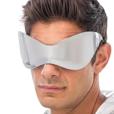 Afbeelding van Chaks Bril Alien zilver, spiegelende lenzen in ruimteontwerp, futuristisch accessoire voor carnaval, festival