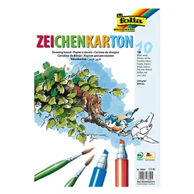 Afbeelding van folia 8820 Tekenkarton, 250 g/m², DIN A2, 10 vellen, wit, tekenpapier voor veelzijdige creatieve ideeën
