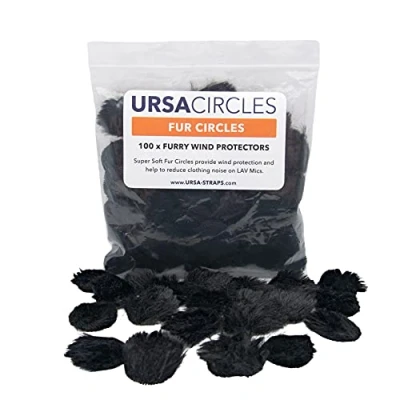 Afbeelding van URSA Bont Circles Mini Windschermen voor Lavalier/Revers Microfoons. Verminder windgeluid en geritsel van kleding. Compatibel met Sennheiser, RODE, Sanken, Tascam &amp; More (100x Circles, Zwart)