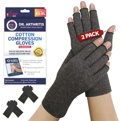 Afbeelding van Medisch Ontwikkelde Artritis compressie Handschoenen + Dokter&#039;s Handboek: Verlicht Symptomen, Raynauds Ziekte &amp; Carpaal Tunnel [paar] (XS 2 paar)