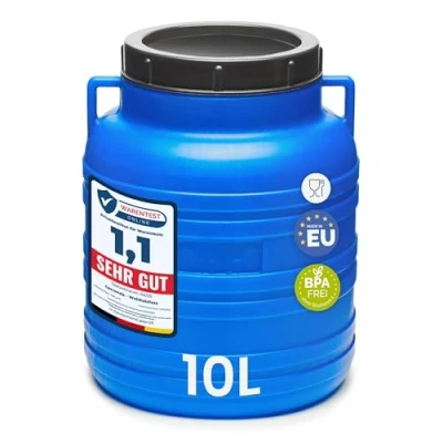 Afbeelding van Garronda 10L Kunststof Trommel Met Deksel Vat HDPE Voedselvat Tuin Hobbock Blauw/Zwart GD STE Barrel
