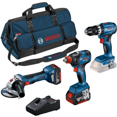 Afbeelding van Bosch Blauw 3 delige 18V Combokit GSB 45 + GDX 200 GWS 7 2x5.0Ah 0615990N31