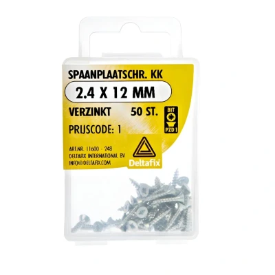 Afbeelding van Deltafix spaanplaatschroef platkop / kruiskop verzinkt 4.0 x 50 mm st.