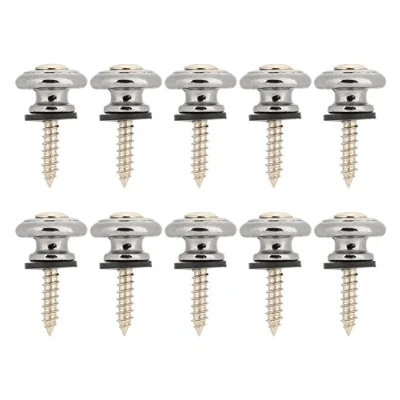 Afbeelding van 10 Pcs Gitarrengurt Schloss, Taste Metall Ende Pin mit Schraube f¨¹r Ukulele E Bass(Silber)