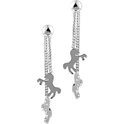 Afbeelding van Oorhangers Paard Zilver Gerhodineerd Glanzend 30 mm x 8