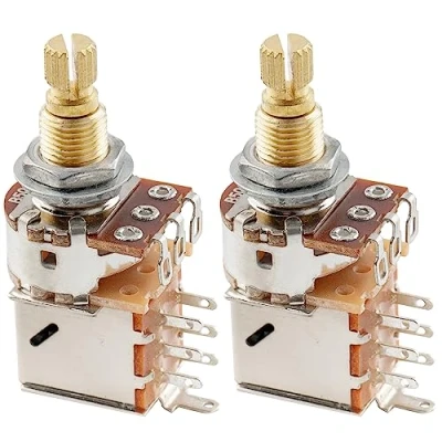 Afbeelding van Musiclily Pro Brass Full Metric Split Shaft B500K Lineaire Push pull Potmeter voor Elektrische Gitaar en Basgitaar (2 Stuks)