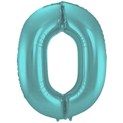 Afbeelding van Folie ballon cijfer 0 Mat Aqua Metallic 86cm