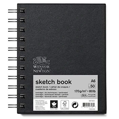 Afbeelding van Winsor &amp; Newton 6673001 Schetsboek met spiraalbinding 50 vel schetspapier, 170g/m² microgeperforeerde vellen in A6