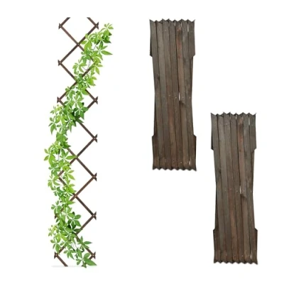 Afbeelding van trellis hout set van 3 180 x 30 cm klimplanten muur bruin