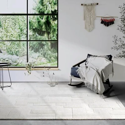 Afbeelding van Villeroy &amp; Boch Wollen tapijt Wilhelmine natuurlijk woonkamertapijt handgeweven en milieuvriendelijk boho wol voor woonkamer, slaapkamer, eetkamer, hal, keuken crème, 160x230 cm