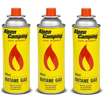 Afbeelding van Alpen Camping Butaan Gaspatronen Gasflessen voor gasfornuis Kampeerfornuis Bunsenbrander Soldeerbrander 400 ml EN417 (3 x ml)