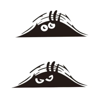 Afbeelding van WJRQD 3D Grappige Peeking Monster Cartoon Autosticker, Scary Eyes Elf Waterdichte Smile and Anger, zwart, 2 stuks