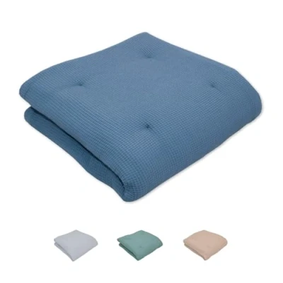 Afbeelding van ULLENBOOM ® baby kruipdeken 120x120 cm gewatteerd in blauw (Made EU) voor met 100% ÖkoTex katoen, perfect als babydeken, boxinzet &amp; speelkleed