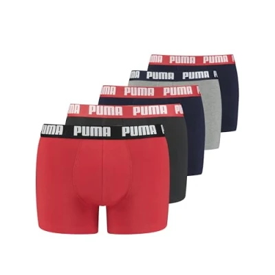 Afbeelding van PUMA Herenboxershort ondergoed (set van 5), blauw/rood/zwart, XXL