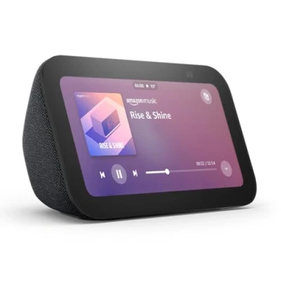 Afbeelding van Amazon Echo Show 5 (3e generatie) Slim scherm en slimme wekker met scherpe geluidskwaliteit Smartspeaker wifi, bluetooth Alexa (spreekt Nederlands) Antraciet