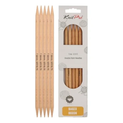 Afbeelding van KnitPro 20 cm x 7 mm Basix dubbelpuntige naalden, berk