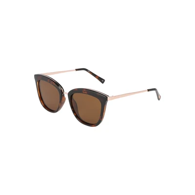 Afbeelding van Le Specs CALIENTE zonnebril voor dames CAT Eye framevorm met hoge uv bescherming, Brown Mono gepolariseerd / Tort Rose Gold
