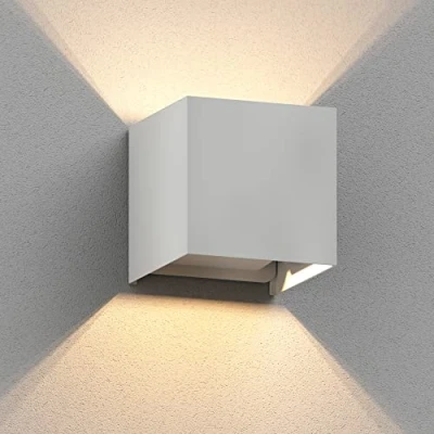 Afbeelding van ledscom.de wandlamp CUBEL voor buiten, IP65, up/downlight, wit mat, hoekig, 1x G9 max. 10W, up en downlight, buitenlamp, wandlamp, wandverlichting, fitting, buitenlamp