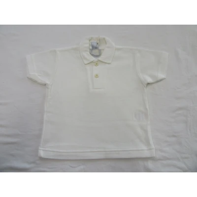 Afbeelding van petit bateau , jongens polo korte mouw gebroken wit effen, classic 6 jaar 114