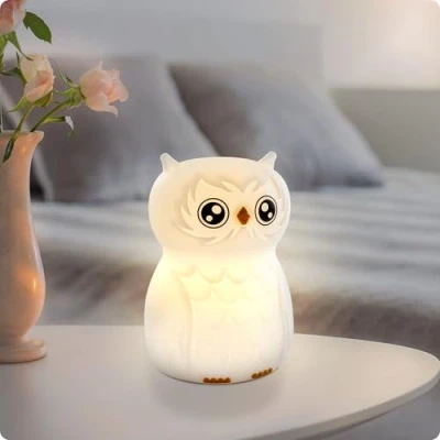 Afbeelding van Ansmann Nachtlamp Kinderkamer Uil Zeven Kleuren Oplaadbaar Automatisch Uit