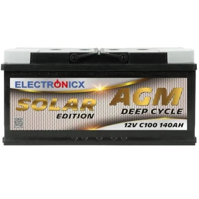 Afbeelding van Electronicx Caravan Edition AGM Deep Cycle Zonne accu, 12 V, 140 Ah