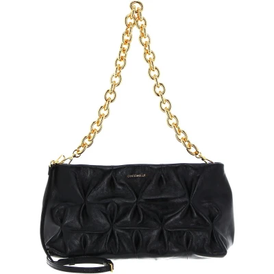 Afbeelding van COCCINELLE Leren Schoudertas Handtas Ophelie Goodie Rock Handbag Craquele Leather Noir Zwart