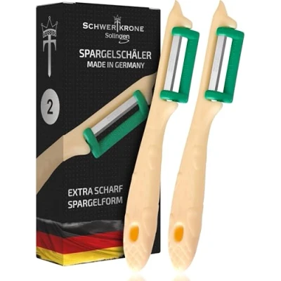 Afbeelding van SCHWERTKRONE Aspergeschiller, dunschiller, fruit en groenteschiller Made in Solingen Gemakkelijk groenten, asperges, komkommers schillen