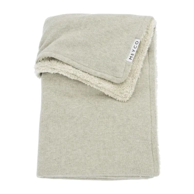 Afbeelding van Meyco Wiegdeken Basic Knit Teddy Sand Melange