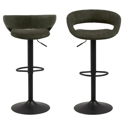 Afbeelding van Leen Bakker Barkruk Faber Olijfgroen 2 Stuks Stoelen Groen Lederlook