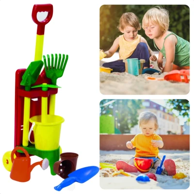 Afbeelding van Cheqo® Emmerset Voor Kinderen Tuinierset Zand Speelgoed Strand Schepje Hark Emmer Tuinspeelset 9 Delig Buiten Spelen