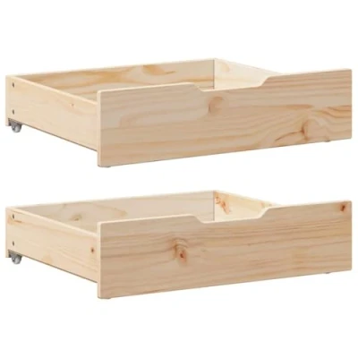 Afbeelding van vidaXL Bedlades 2 st met wieltjes 75x55x16 cm massief grenenhout