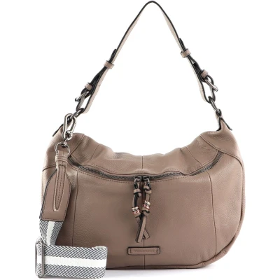 Afbeelding van FREDsBRUDER Leren Schoudertas Pruvia Hobo Taupe Lichtbruin