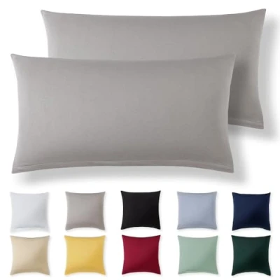 Afbeelding van Alreya kussensloop 40 x 70 cm (set van 2) lichtgrijs 100% jersey katoen voor kussen cm, hoofdkussenslopen, superzachte kussenslopen, met ritssluiting