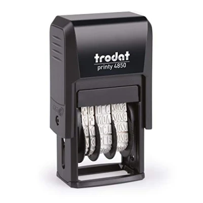 Afbeelding van Trodat Stempel Printy 4850/L1 met datum en Duitse tekst, zelfkleurend, afdrukkleur blauw rood